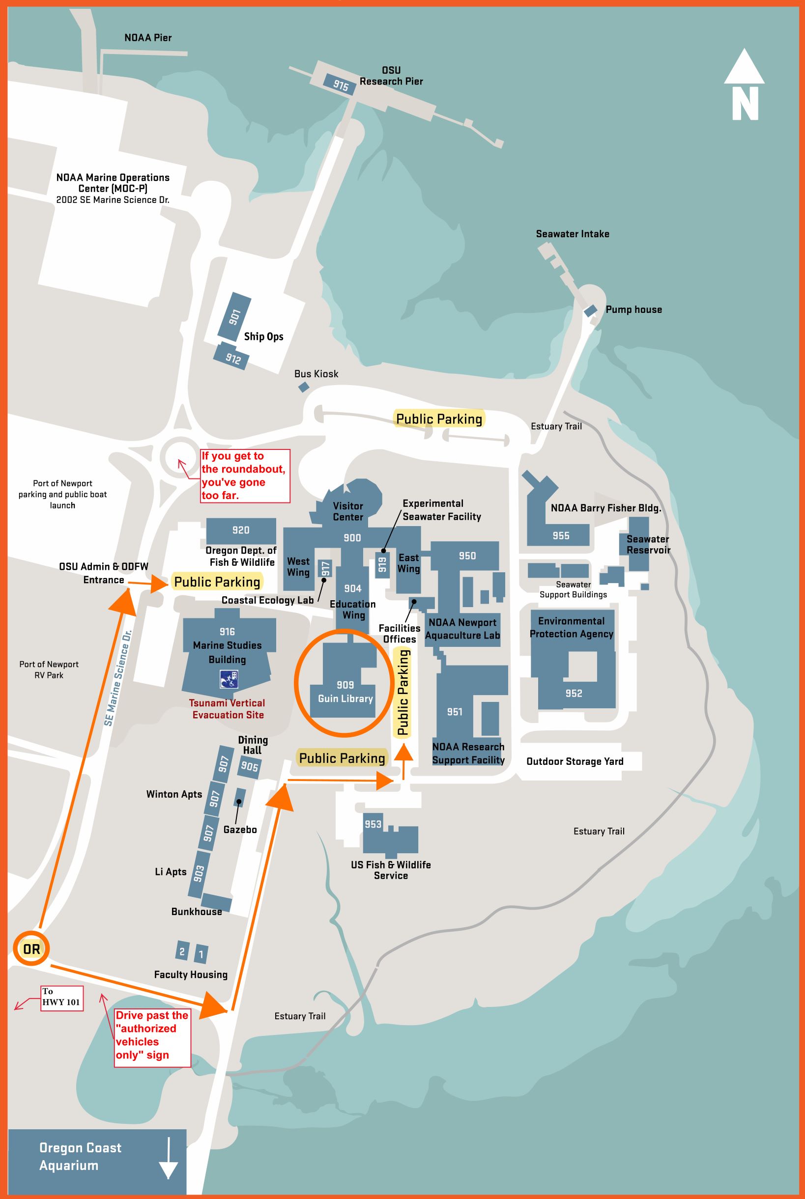 Guin Library/Hatfield Marine Science Center Campus Map