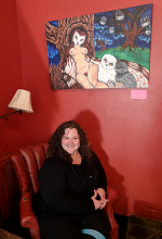 April Ziegler with her artwork