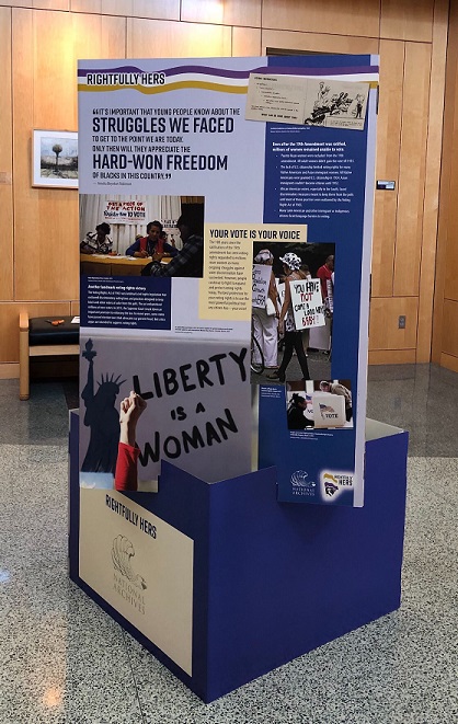 A women voting exhibit.